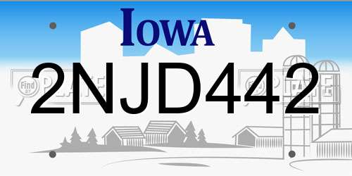 2NJD442 Iowa License Plate