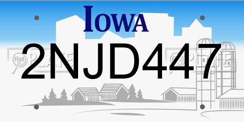 2NJD447 Iowa License Plate
