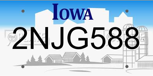 2NJG588 Iowa License Plate