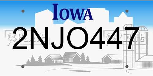 2NJO447 Iowa License Plate