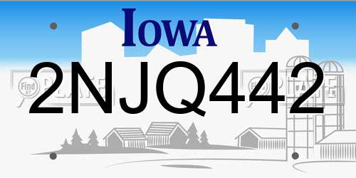 2NJQ442 Iowa License Plate