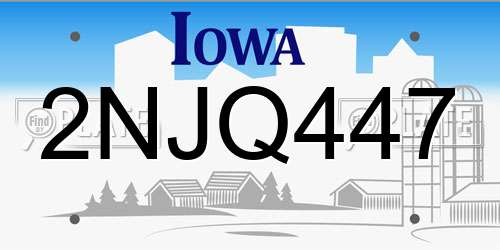 2NJQ447 Iowa License Plate