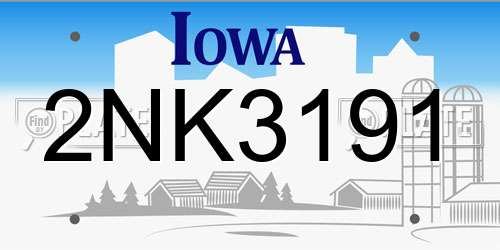 2NK3191 Iowa License Plate