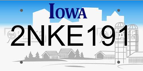 2NKE191 Iowa License Plate