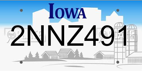 2NNZ491 Iowa License Plate