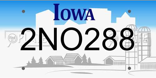 2NO288 Iowa License Plate