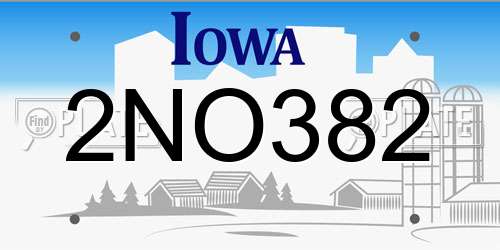 2NO382 Iowa License Plate