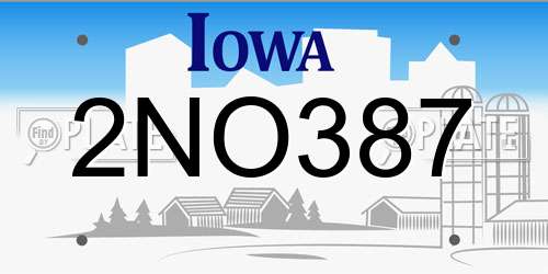 2NO387 Iowa License Plate