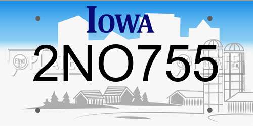 2NO755 Iowa License Plate