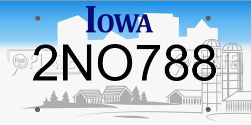 2NO788 Iowa License Plate