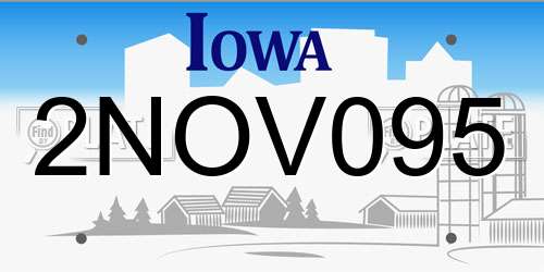 2NOV095 Iowa License Plate