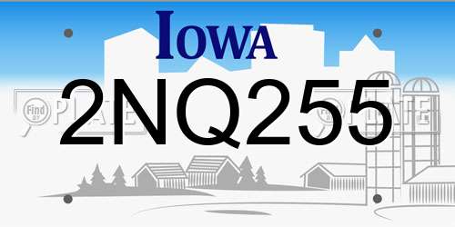 2NQ255 Iowa License Plate