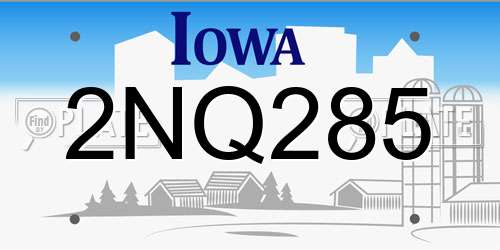 2NQ285 Iowa License Plate