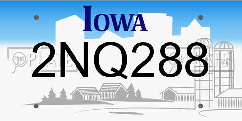 2NQ288 Iowa License Plate