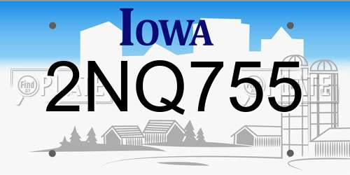 2NQ755 Iowa License Plate