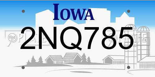 2NQ785 Iowa License Plate