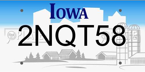 2NQT58 Iowa License Plate