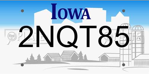 2NQT85 Iowa License Plate