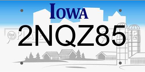 2NQZ85 Iowa License Plate