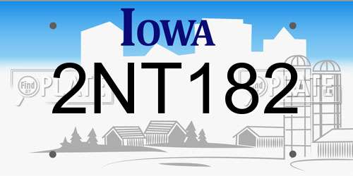2NT182 Iowa License Plate