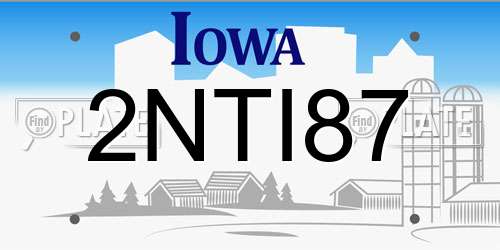 2NTI87 Iowa License Plate
