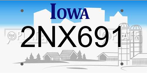 2NX691 Iowa License Plate