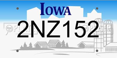 2NZ152 Iowa License Plate