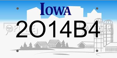 2O14B4 Iowa License Plate