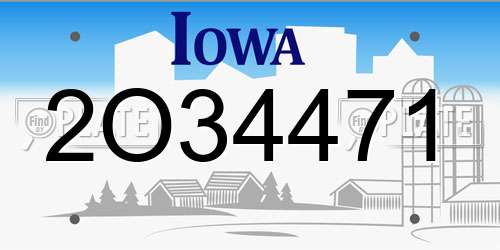 2O34471 Iowa License Plate