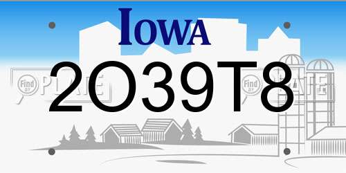 2O39T8 Iowa License Plate