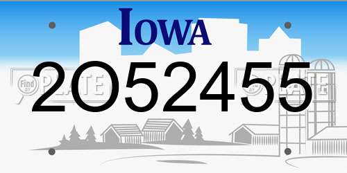 2O52455 Iowa License Plate