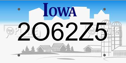 2O62Z5 Iowa License Plate