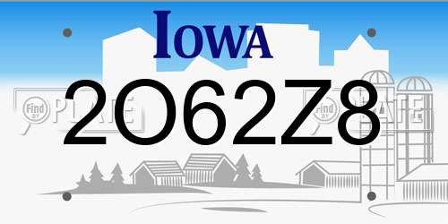 2O62Z8 Iowa License Plate
