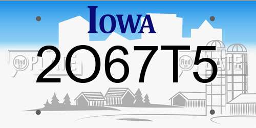 2O67T5 Iowa License Plate