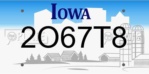 2O67T8 Iowa License Plate