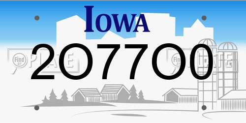 2O77O0 Iowa License Plate