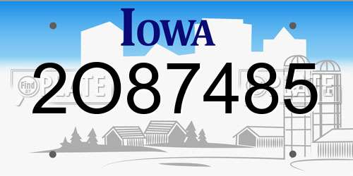 2O87485 Iowa License Plate