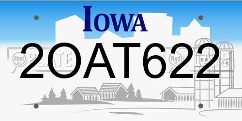 2OAT622 Iowa License Plate