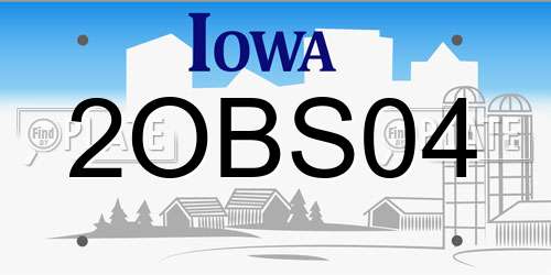 2OBS04 Iowa License Plate
