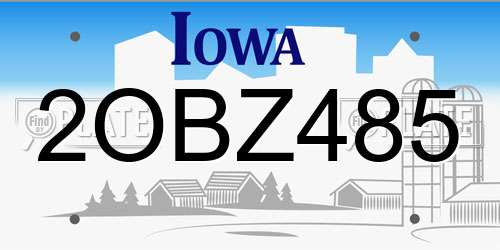 2OBZ485 Iowa License Plate
