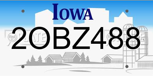2OBZ488 Iowa License Plate