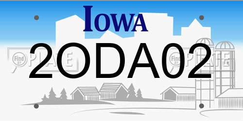 2ODA02 Iowa License Plate