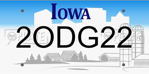2ODG22 Iowa License Plate