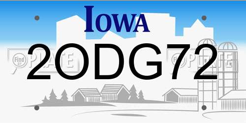 2ODG72 Iowa License Plate
