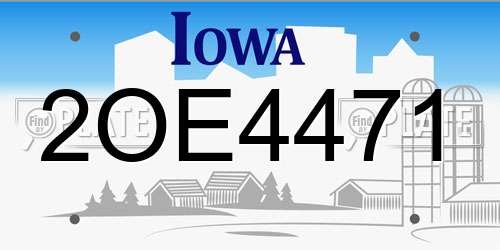 2OE4471 Iowa License Plate