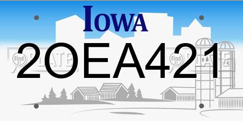 2OEA421 Iowa License Plate