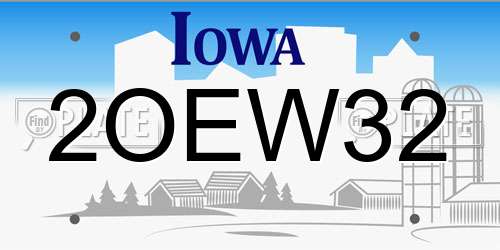 2OEW32 Iowa License Plate