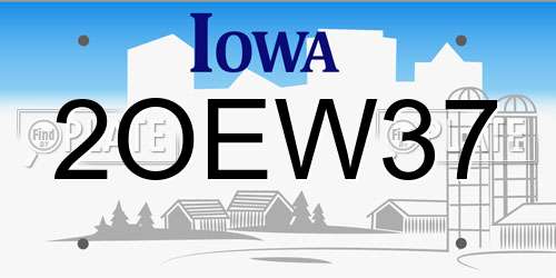 2OEW37 Iowa License Plate