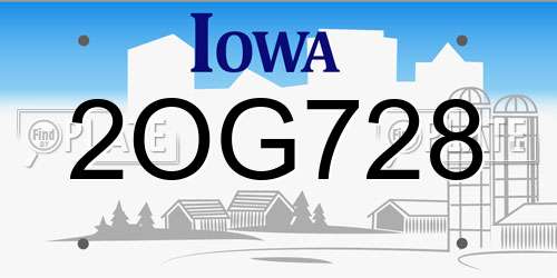 2OG728 Iowa License Plate