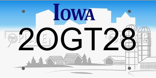 2OGT28 Iowa License Plate